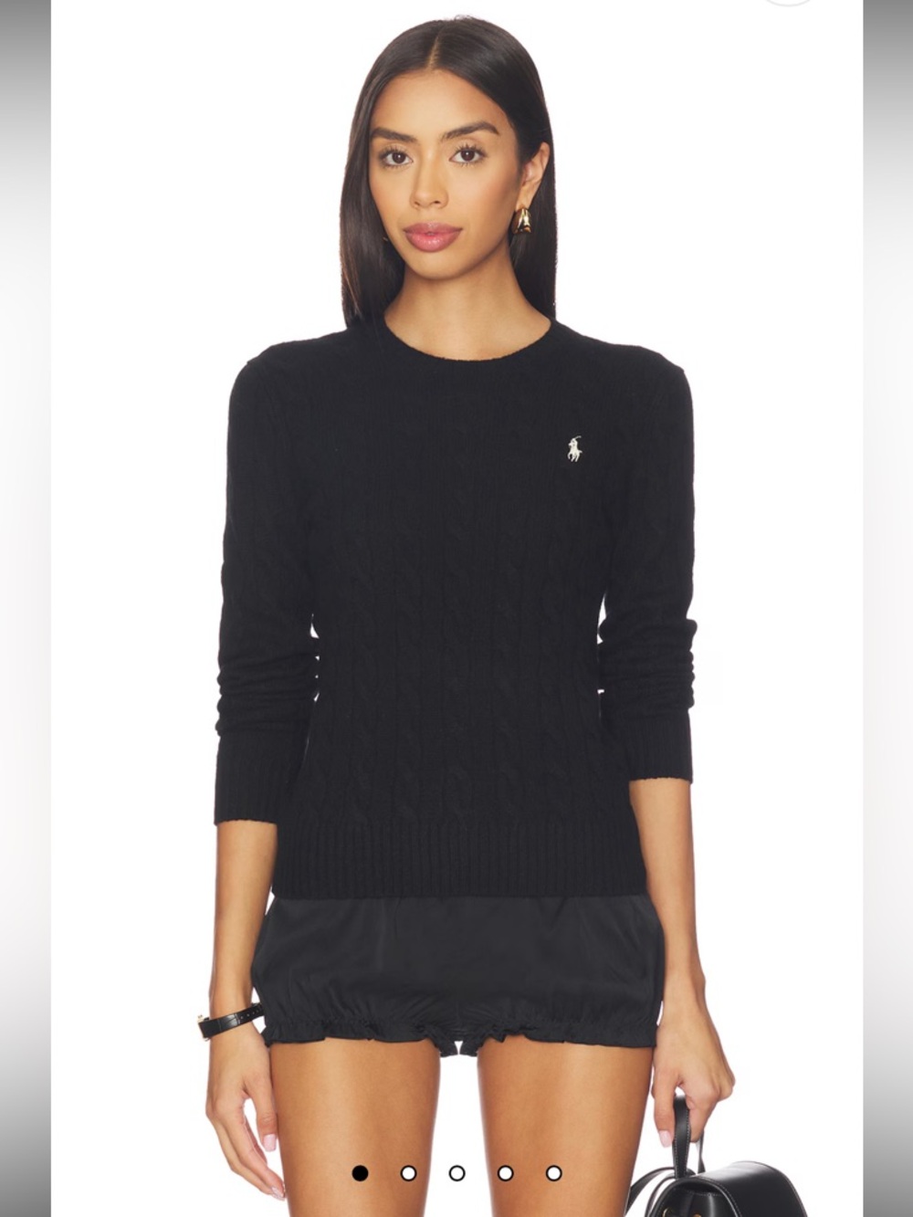 Ralph Lauren Black Cable Crewneck Sweater with Polo Pony sz S